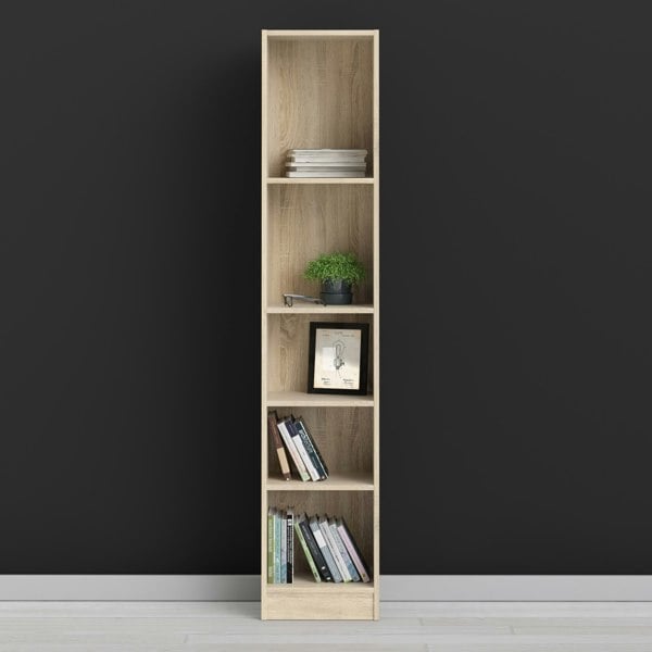 Furniture To Go Basic Tall Narrow Bookcase (4 Shelves) in Oak