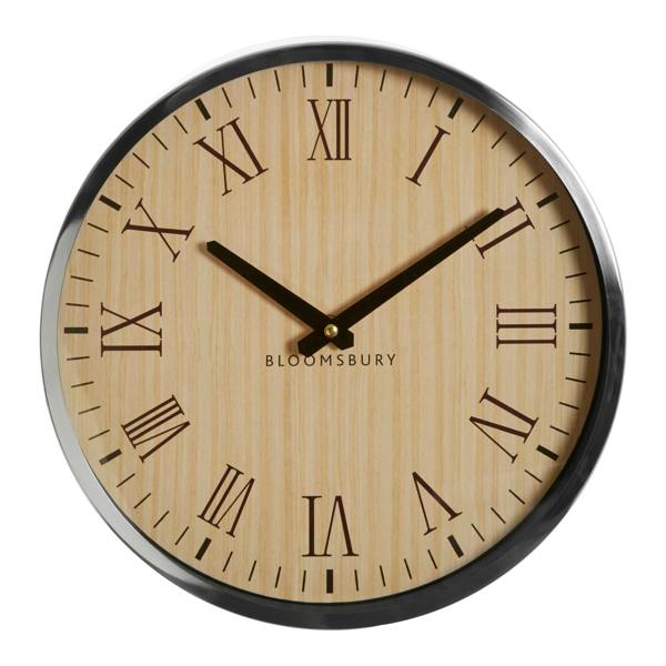 Vitus 30cm Dia Natural and Silver Wall Clock