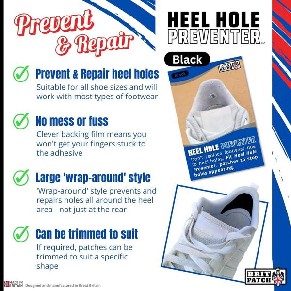 Trainer Armour Heel Hole Preventers - Shoe Lining Reinforcement - 1 Pair