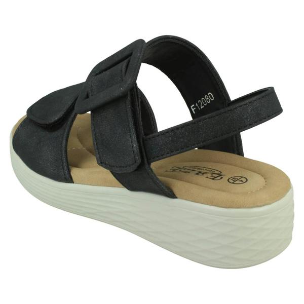 Eaze Ladies Eaze Low Wedge Mule Sandal with Chunky Buckle Strap F12080