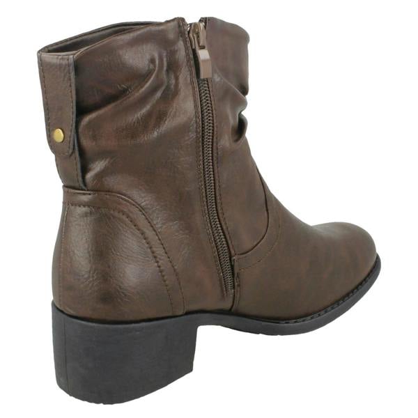 Spot On Ladies Spot On Rouched Ankle Boots