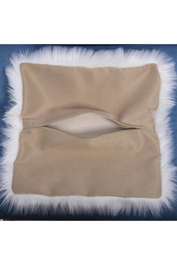 Living and Home 45*45cm Fluffy Faux Wool White Cushion Cover