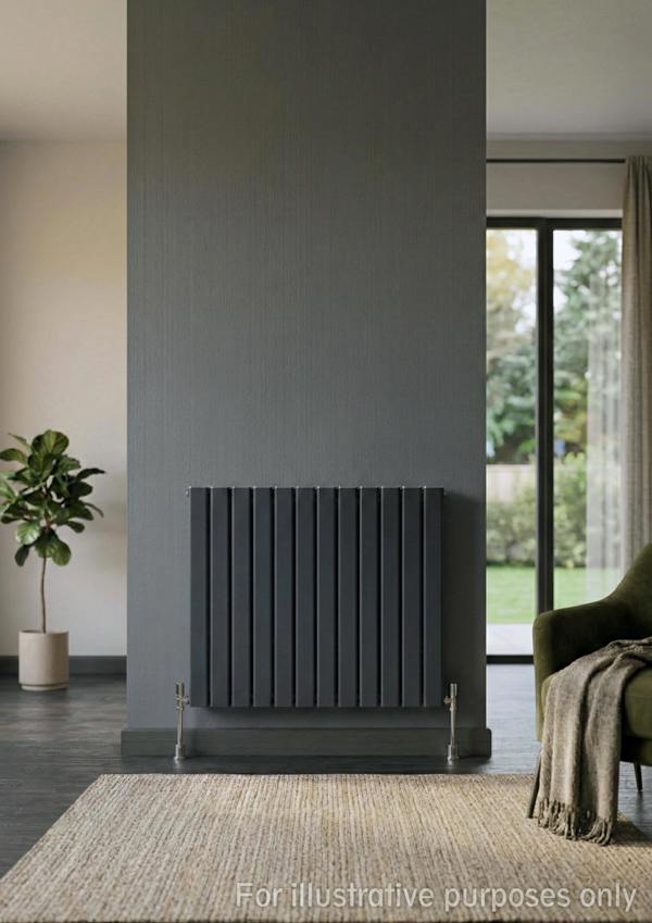 MYHOMEWARE 1022mm x 600mm Double Aluminium Panel Radiator in Anthracite Grey - Model Mira - Wall-mounted