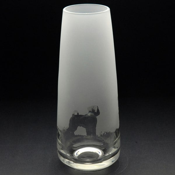 Glyptic Glass Art Schnauzer Dog Glass Bud Vase - Hand Etched/Engraved Gift