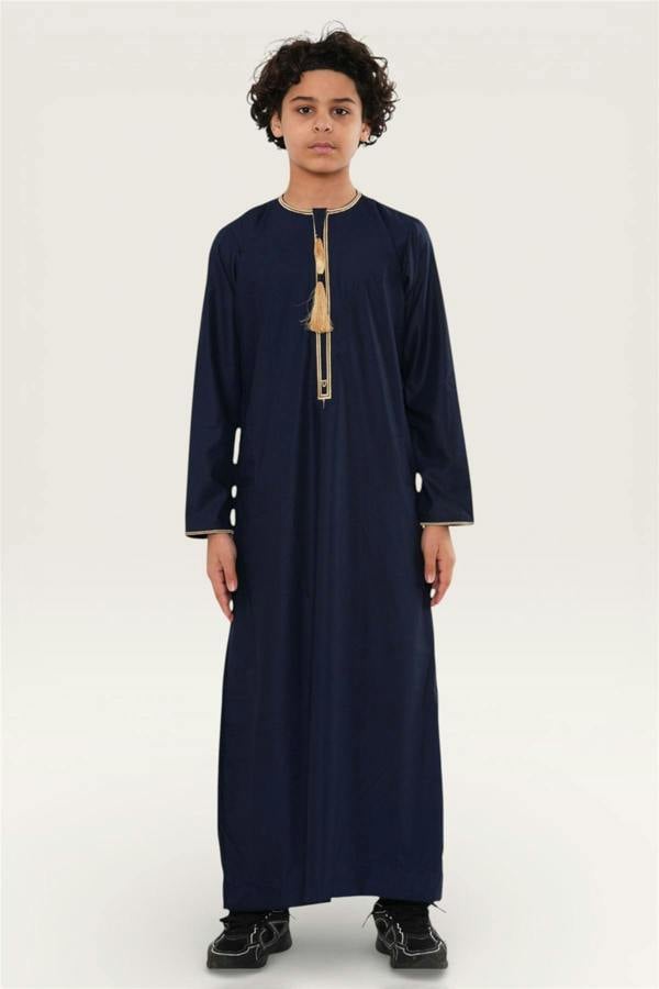 Infinity Leather Kids Boys Ramadan Moroccan Thobe Robe Emirati Eid Jubba- TT-003