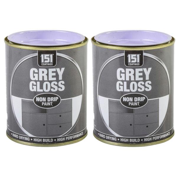 151 2X Grey Gloss Non-Drip Paint 300ml
