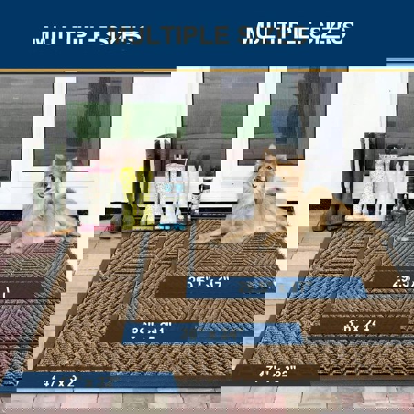 Anyhouz Anymat Doormat Brown Geometric Rubber Non Slip Dirt Trap Absorbent Mat