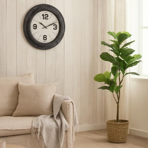 Wyld Haus 45cm Industrial Distressed Black Framed Wall Clock