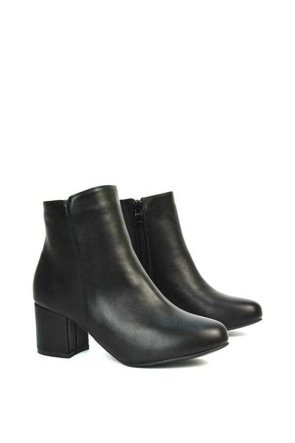 XY LONDON Mid Block Heel Zip Up Ankle Boots