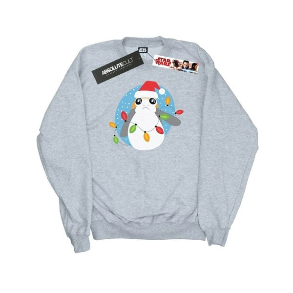 Star Wars Boys The Last Jedi Porg Christmas Lights Sweatshirt - Sports Grey