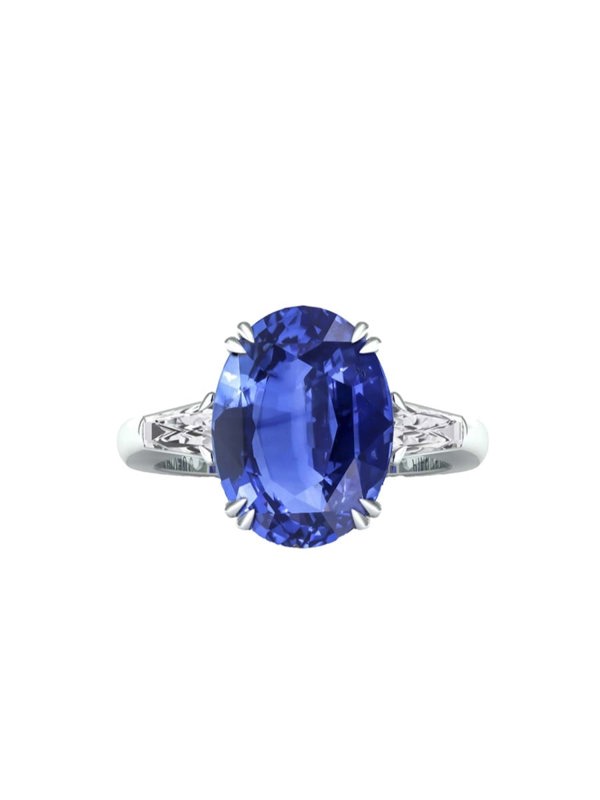 Gemdaia Rare 7ct Blue Sapphire & Diamond Ring