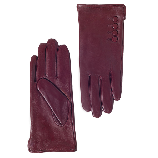 Quivano Womens Leather Gloves With 4 Button Detail