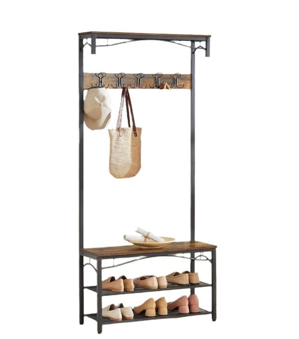 Modcraft Industrial Coat Rack with Bench and Shoe Rack