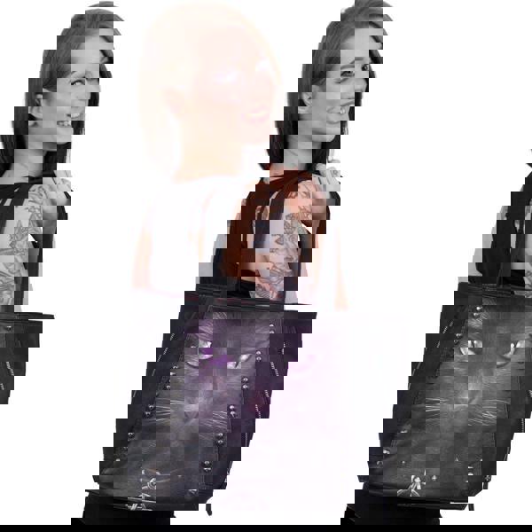 BLACK CAT - Tote Bag - Top quality PU Leather Studded - Spiral USA