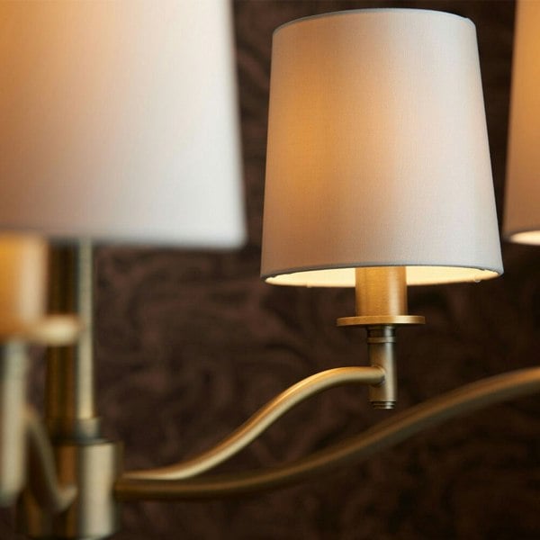 Multi Light Ceiling Pendant 5 Bulb ANTIQUE BRASS & WHITE Chandelier Lamp Shade Loops