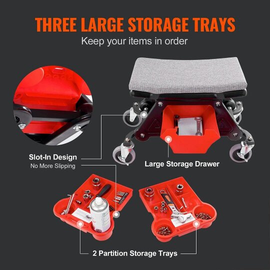 Havendro Rolling Mechanic Stool Garage Stool 135kg Capacity Workshop Creeper Seat for Car