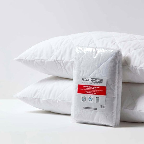 HOMESCAPES King Size Quilted Pillow Protector, Pack of 2
