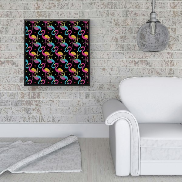 Warren Reed Vivid Flamingo Pattern Framed Canvas