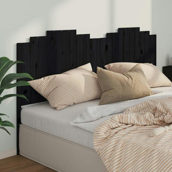 Berkfield Bed Headboard Black 206x4x110 cm Solid Wood Pine