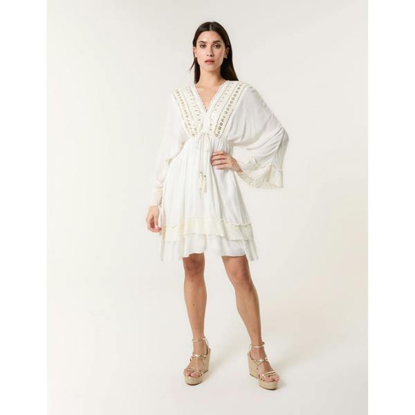 Blue Vanilla Embellished Kimono Sleeve Mini Dress