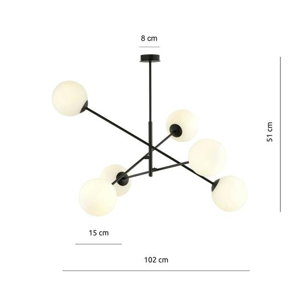 Emibig LINEAR Pendant lamp 6 x E14 Black with White Shade