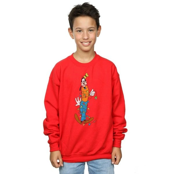 Disney Boys Goofy Christmas Lights Sweatshirt - Red