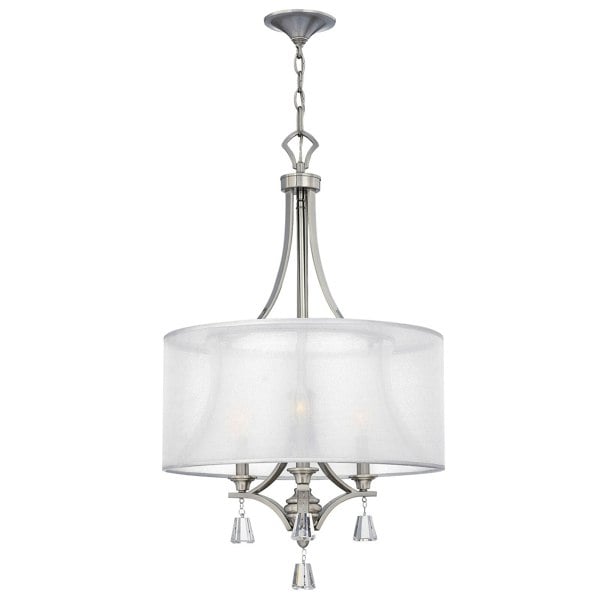 3 Bulb Chandelier Hanging Pendant LIght Brushed Nickel LED E14 60W Bulb Loops