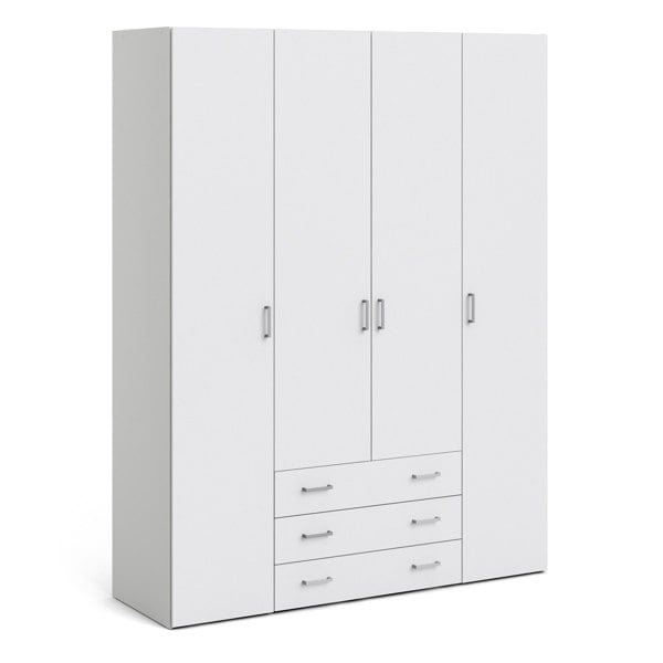 Furniture To Go Space Wardrobe - 4 Doors 3 Drawers in White 2000
