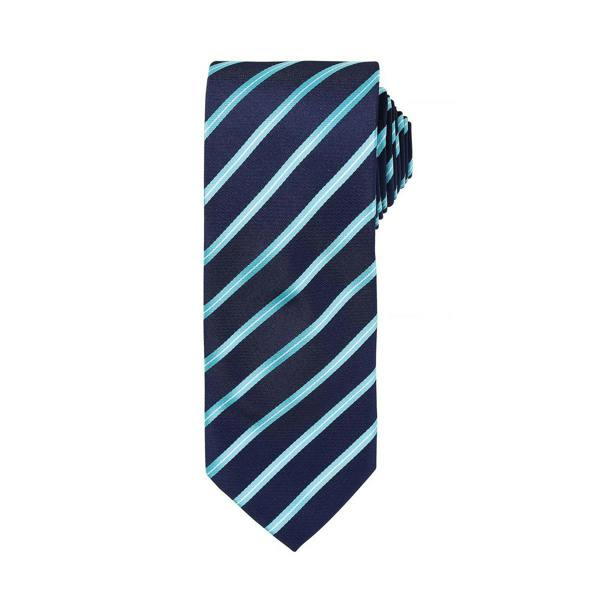 Premier Mens Stripe Tie - Navy/Turquoise