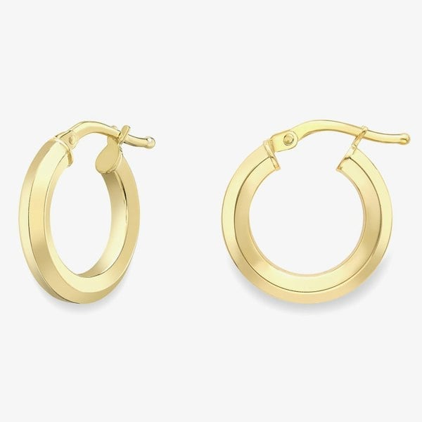 T. H. Baker 9ct Gold Bevelled Tube Hoop Earrings 120525127468
