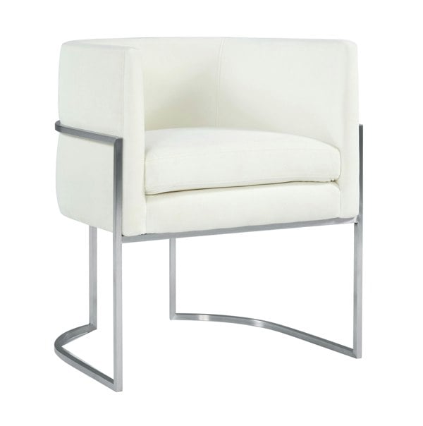 Furniture Edit Giselle Cream Velvet Dining Chair Silver Leg