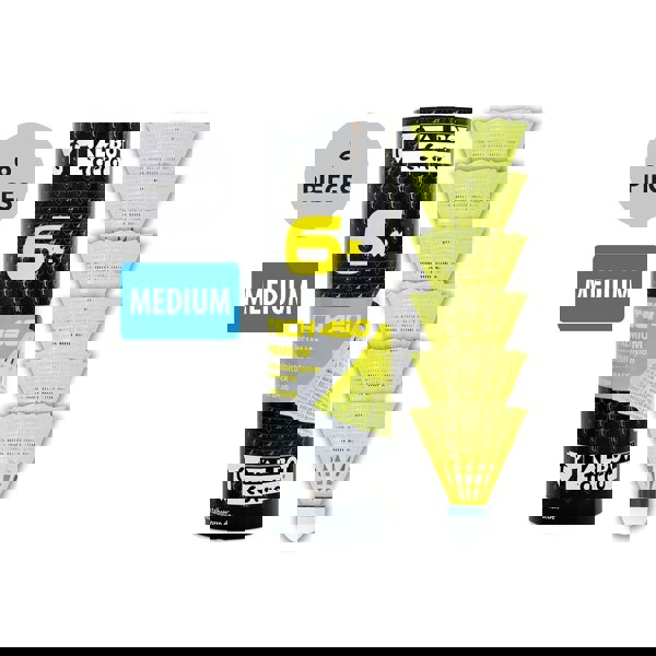 Talbot-Torro Tech 450 Premium Medium Nylon Shuttlecocks - 6 Pack - Yellow