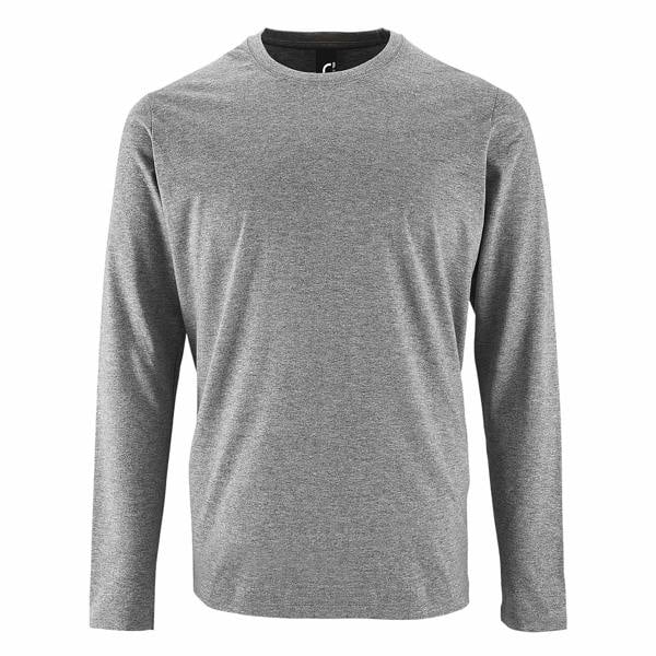 SOLS Mens Imperial Long Sleeve T-Shirt - Grey Marl