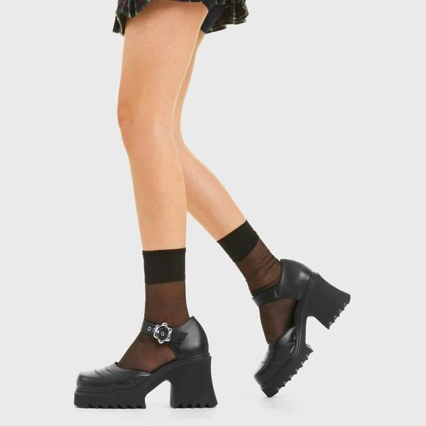 Lamoda On The Fence Black Chunky Mary Jane Platform Shoes Stylish Streetwear