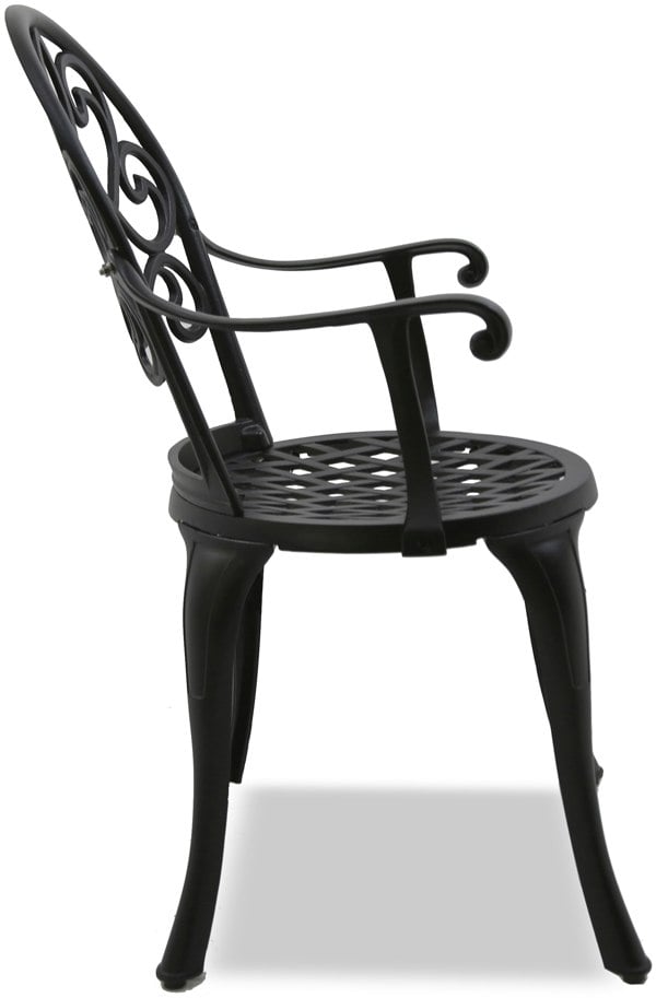 Centurion Supports PREGO Luxurious Garden and Patio Table and 4 Large Chairs with Armrests Cast Aluminium Bistro Set - Black