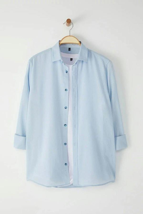 WOVCOR Linen Look Men’s Shirt with Epaulettes and Wrinkled Effect