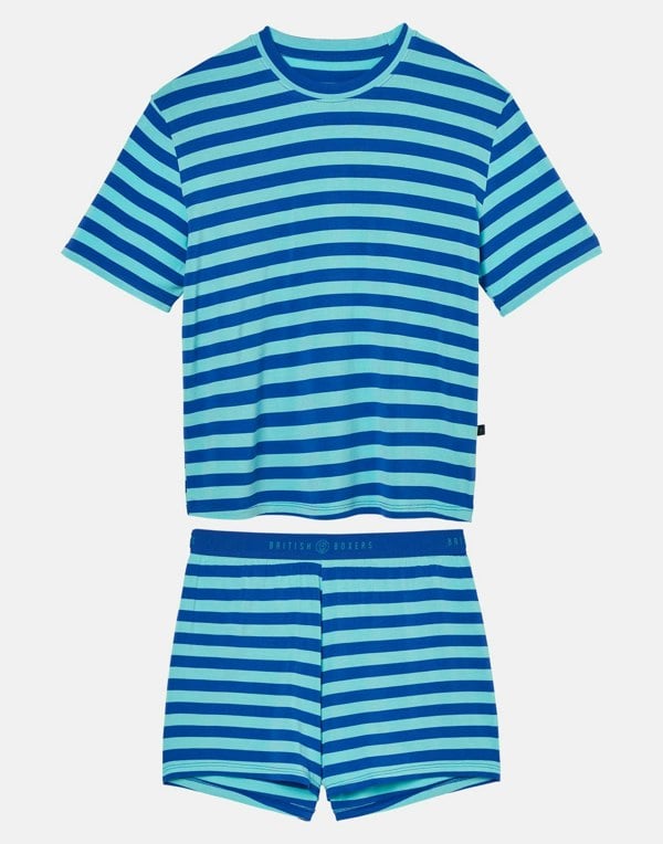 British Boxers Women's Bamboo Short Pyjama Set - Crystal Blue