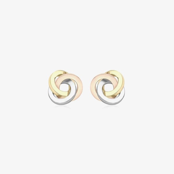 T. H. Baker 9ct Three Colour Gold Knot Stud Earrings 3.55.8269