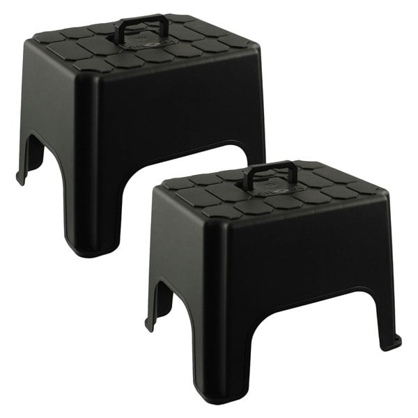 Non-Slip Step Up Black Step Stool With Built In Carry Handle