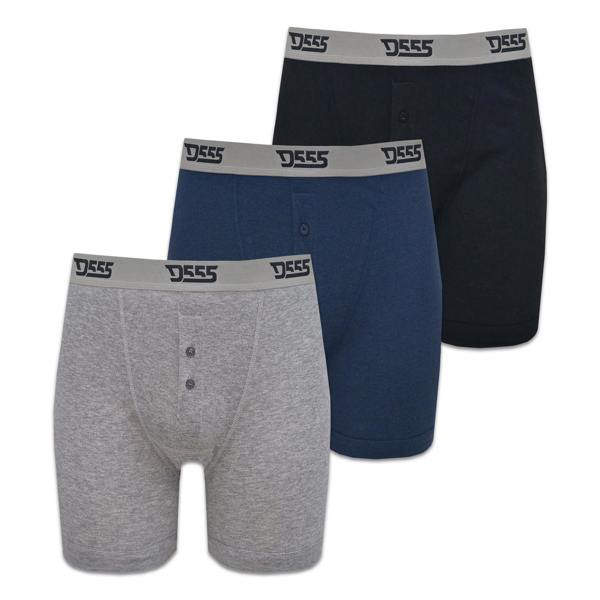 Duke Mens D555 London Driver Kingsize Boxer Shorts (Pack Of 3) - Black/Grey/Navy