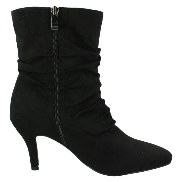 Spot On Ladies Spot On Mid Heel Rouched Ankle Boots with Inside Zip F51244