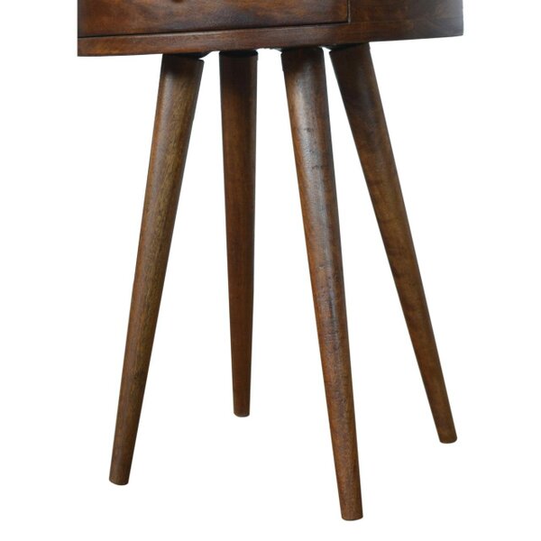 Wyld Haus Shoreham Nordic Chestnut Mango Wood Round Bedside Table with Drawer