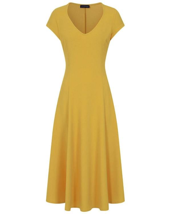 HotSquash A Line Midi Dress with Cap Sleeves
