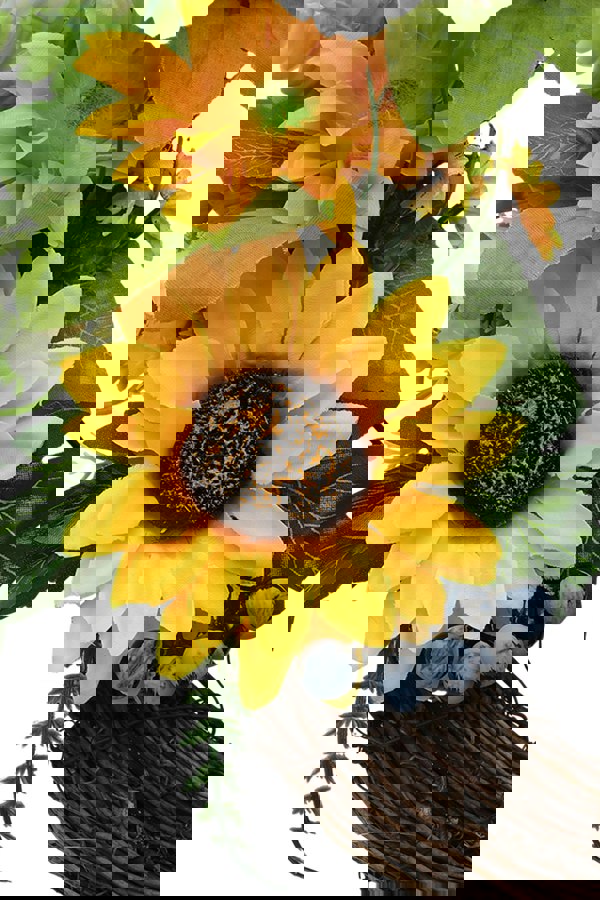 Living and Home D40cm Artificial Sunflower Wreath Round Hanging Decoration