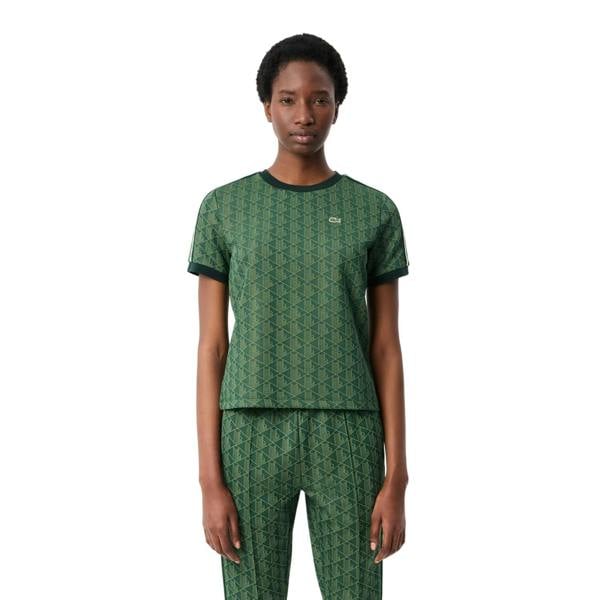 Lacoste Womens/Ladies Monogram Jacquard Slim T-Shirt - Green - 
