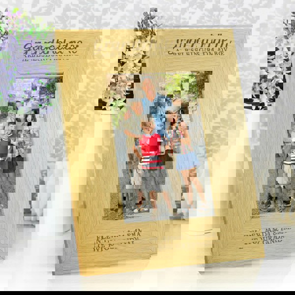 Personalised Memento Company Personalised Grandchildren Are A Blessing 6x4 Oak Finish Photo Frame