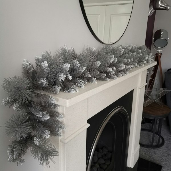 Samuel Alexander Premier 6ft (1.8m) Christmas Silver Garland With Some Glitter Tips