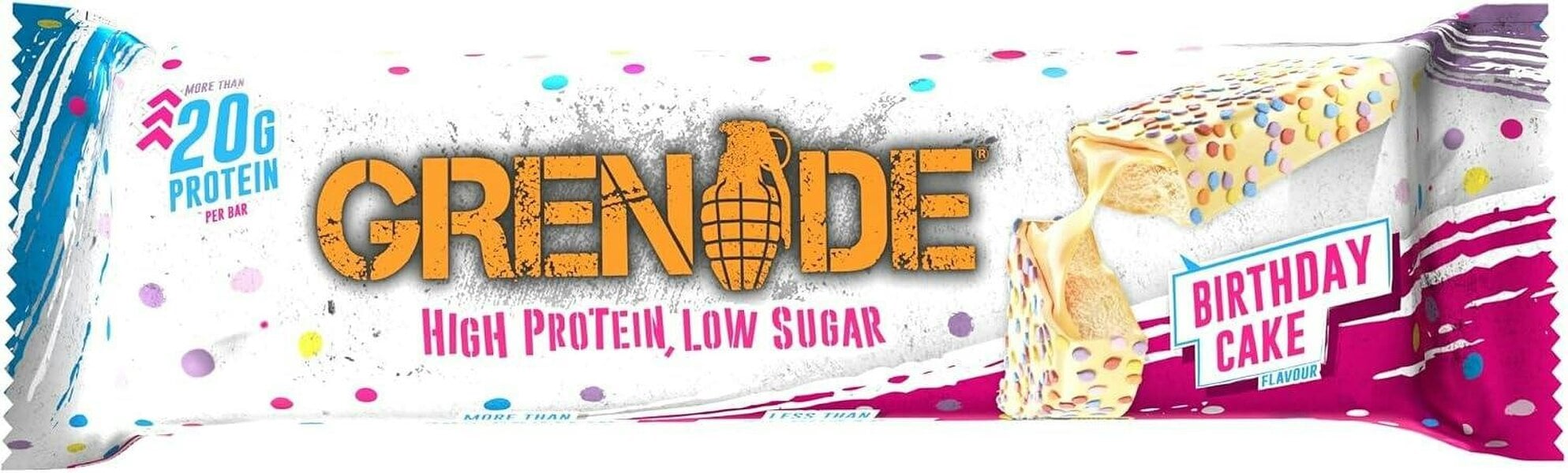 Grenade High Protein, Low Sugar Bar - Birthday Cake, 12 x 60 g