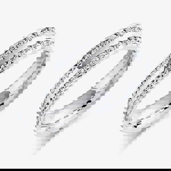T. H. Baker 18ct White Gold 0.26ct Channel Set Round Brilliant Double Row Half Eternity Ring HET1136 18W
