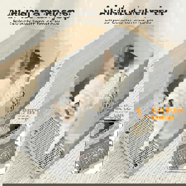 Skylos Stainless Steel Cats Litter Box Hooded High Enclosed Large Kitty Toilet